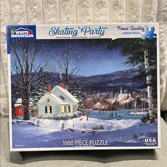 🔴2/$25🔴White Mountain Skating Party 1000 Piece Puzzle - Picture 1 of 7